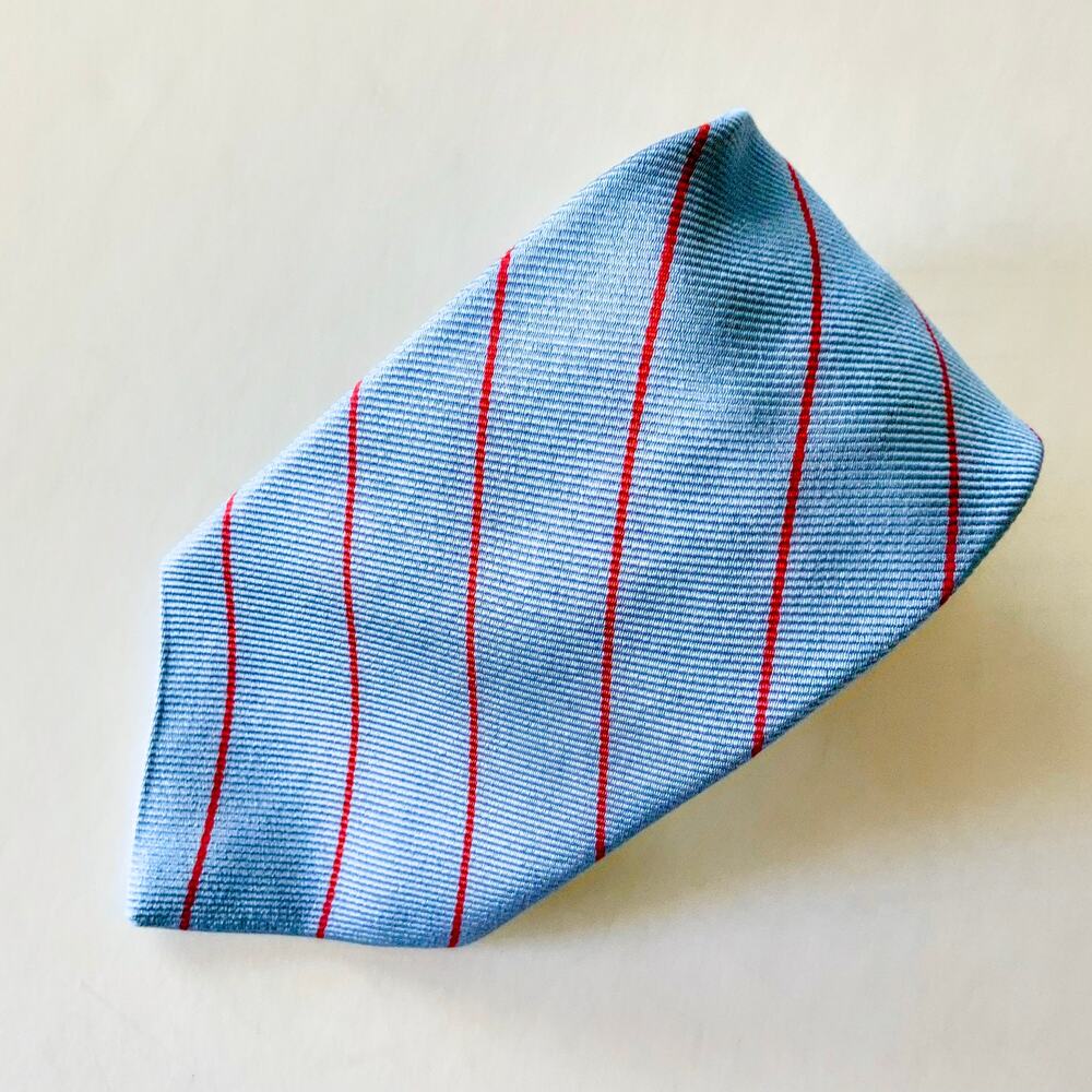 Brooks Brothers Makers VTG Neck Tie Blue w Red Stripe Made in USA
